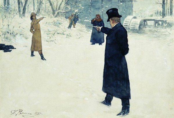Duel tussen Onegin en Lenski (Ilja Repin, 1889)