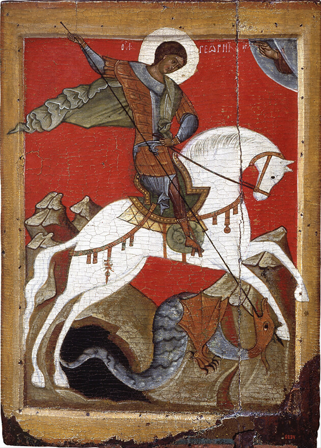 Heilige Joris en de draak Novgorod (Onbekende meester tweede helft 15e eeuw )