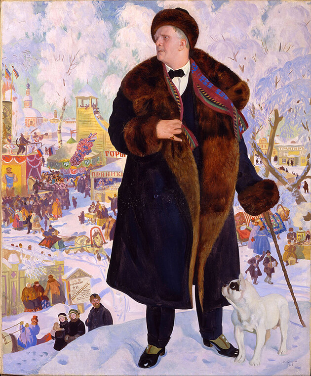 Portret van Fyodor Chaliapin (Boris Kustodiev)