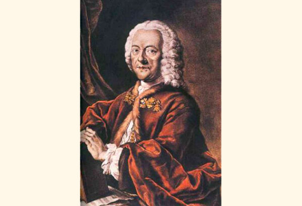 Georg Philipp Telemann (ingekleurde aquarel van Preisler naar een schilderij van Schneider, 1750)